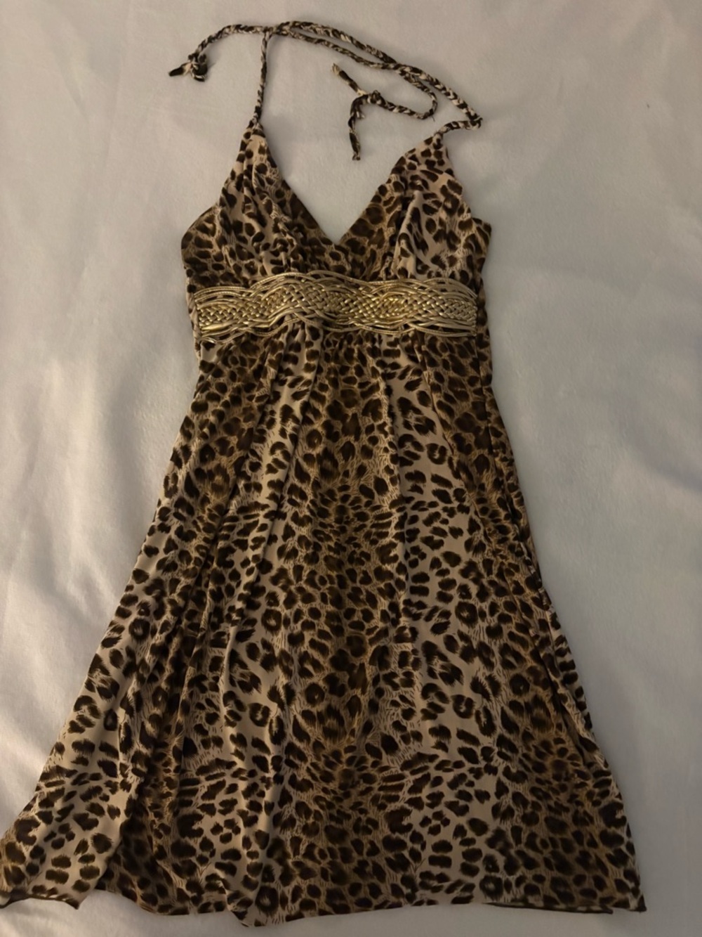 y2k leopard gold belt babydoll top or dress